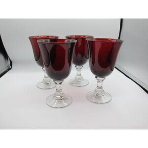 Knights Tale Medieval Rub Red Goblet 14 oz Glasses Set 4